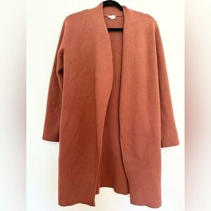 Hem & Thread Orange knit long cardigan fall open front size small transitional